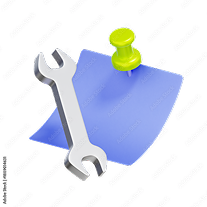スパナと付箋の3Dイラスト